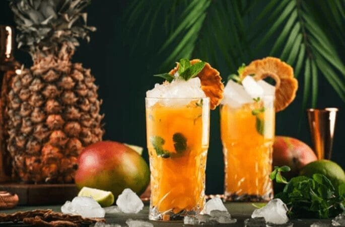 Mango Pineapple Ice Gardenfrontier Mango pineapple flavored ice served as a tropical frozen dessert