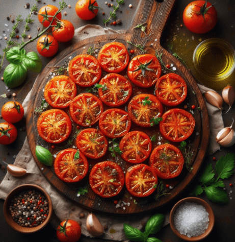 Classic Roasted Roma Tomatoes Gardenfrontier Classic Roasted Roma Tomatoes on a baking sheet