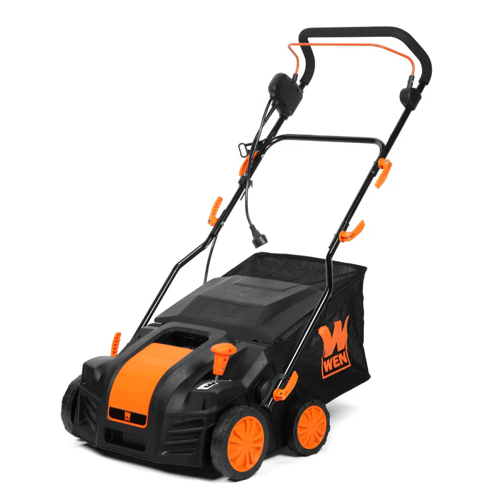 wendt1516electricdethatcher16inch Gardenfrontier WEN DT1516 16 inch 15 amp electric dethatcher with collection bag rated best overall for 2026
