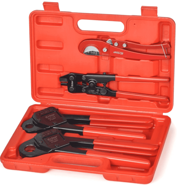 iCrimp IWS1807CN PEX Crimping Tool Kit with PEX Crimpers PEX Tubing Cutter Copper Ring Removal Tool for 12 34 Copper Crimp Rings Meets ASTMh Gardenfrontier iCrimp IWS 1807CN PEX Crimping Tool Kit with PEX Crimpers PEX Tubing Cutter Copper Ring Removal Tool for 12 34 Copper Crimp Rings Meets ASTM