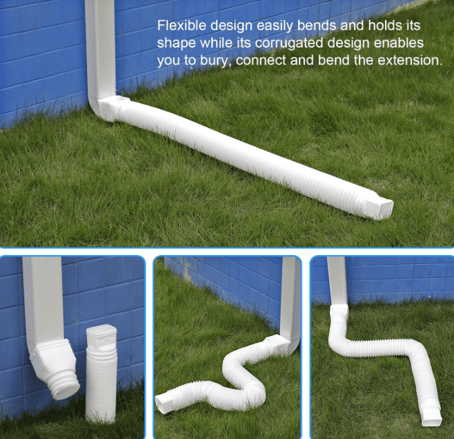 plusgutter White2pack Rain Gutter Downspout Extensions Flexible Drain Downspout ExtenderDown Spout Drain Extender Gutter Connector Rainwater DrainageExtendable from 21 to 68 Inches Gardenfrontier Downspout Extensions Flexible Drain