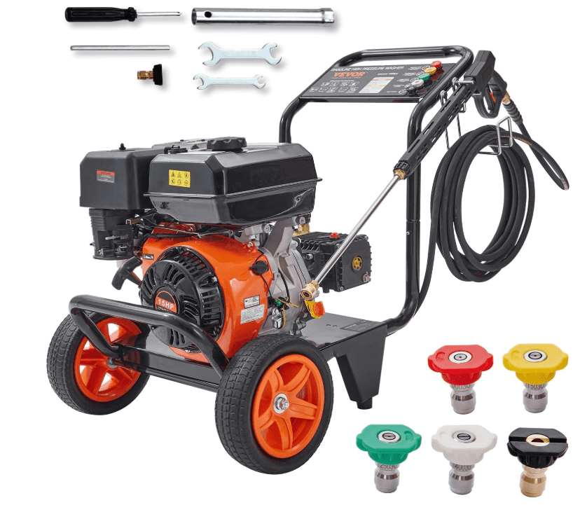 VEVOR Gas Pressure Washer 4400 PSI 40 GPM Gas Powered Pressure Washer with Copper Pump Spray Gun and Extension Wand 5 Quick Connect Nozzles Gardenfrontier VEVOR Gas Pressure Washer 4400 PSI 40 GPM