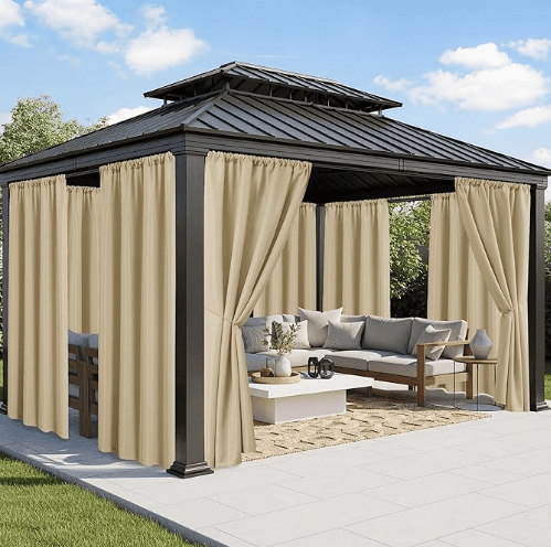 Outdoor Curtains for Patio Waterproof 8 Panels Weatherproof Privacy Outside Curtains with Rod Pocket for Pergola Gazebo Porch Cabana Balcony 54 x 84 Inch Cream Gardenfrontier Waterproof Outdoor Privacy Curtains