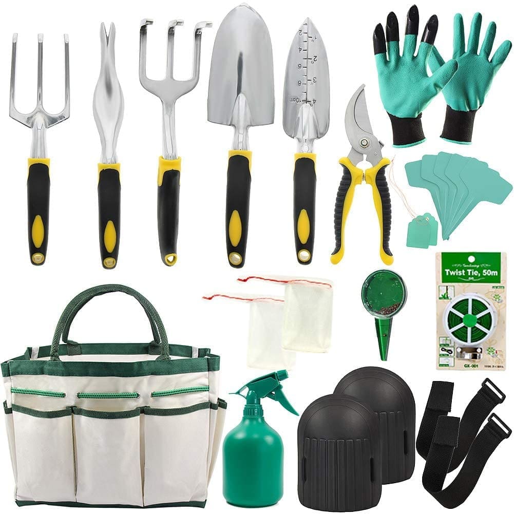 A collection of wellmaintained gardening hand tools Gardenfrontier A flat lay of clean well maintained gardening tools including trowels pruners and a rake