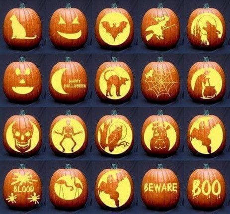 A classic carved Halloween pumpkin glowing in the dark Gardenfrontier A classic easy pumpkin carving design glowing warmly in the dark