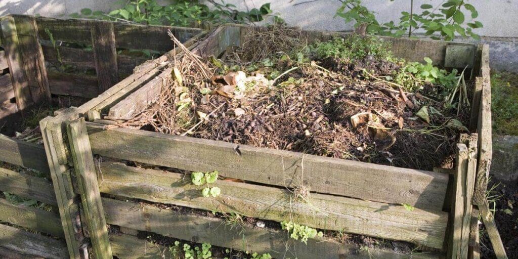 A pair of hands holding rich dark garden compost Gardenfrontier A gardener holding rich dark compost soil over a lush green garden