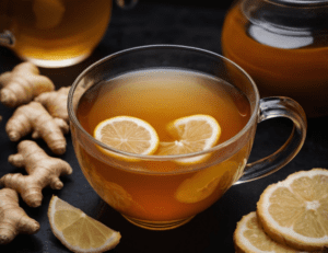A healing cup of Ginger Tea Gardenfrontier A soothing cup of ginger tea with fresh ginger root and lemon