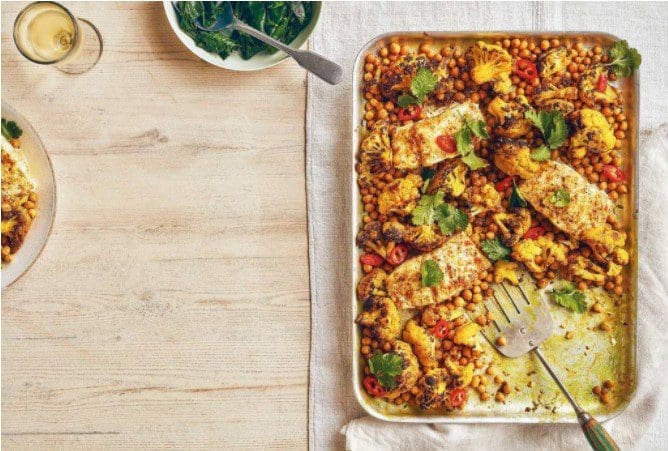 Curried butterbaked cod with cauliflower chickpeas Gardenfrontier Curried butter baked cod with cauliflower chickpeas