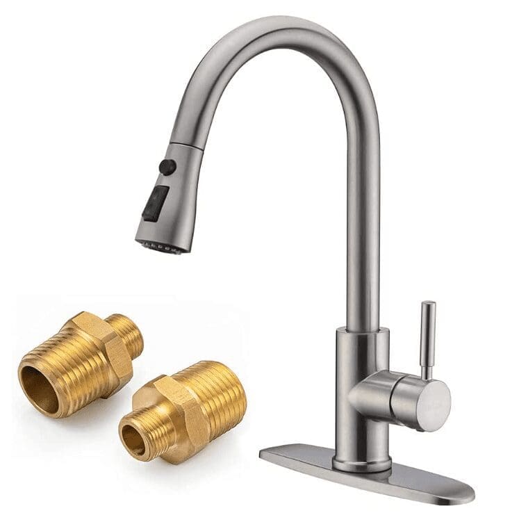 WEWE Single Handle High Arc Brushed Nickel PullOut Kitchen Faucet Gardenfrontier WEWE Single Handle High Arc Brushed Nickel Pull Out Kitchen Faucet