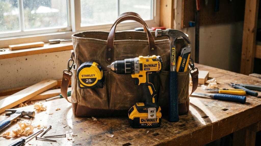 An open tool bag filled with essential hand tools for basic home repairs Gardenfrontier An open tool bag filled with essential hand tools for basic home repairs