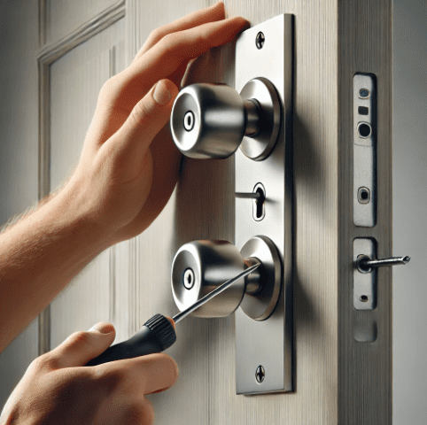 Installing the New Doorknob Gardenfrontier Sliding the new doorknob spindle cleanly through the latch mechanism