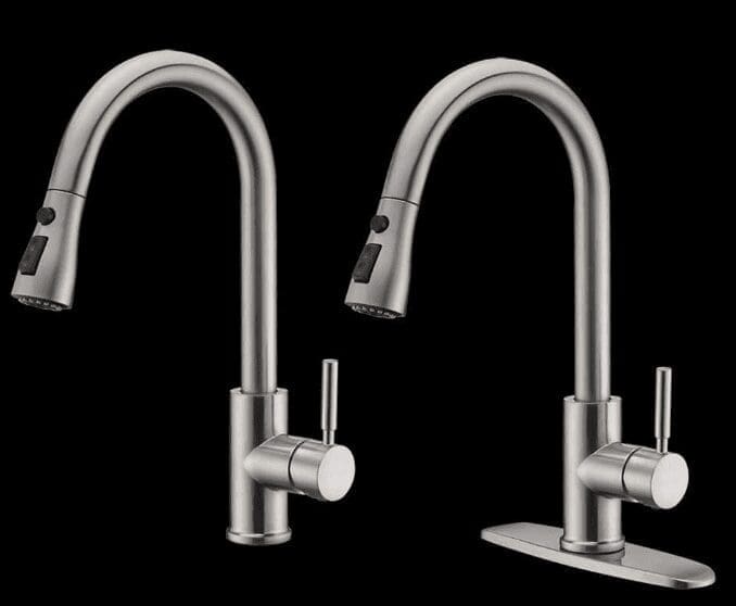 WEWE Single Handle High Arc Brushed Nickel Pull Out Kitchen Faucet Gardenfrontier WEWE Single Handle High Arc Brushed Nickel Pull Out Kitchen Faucet