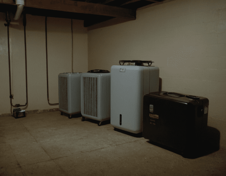 Best Basement Dehumidifiers Gardenfrontier Modern dehumidifier running in a clean basement to control humidity and help prevent mold conditions