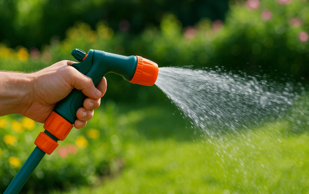HoseNozzle Gardenfrontier A high quality metal garden hose nozzle watering plants