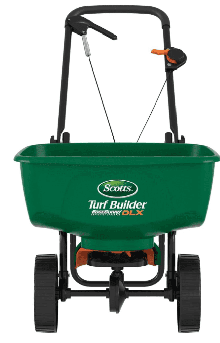scottsclassicdropspreader Gardenfrontier Scotts Turf Builder Classic Drop Spreader designed for precise application of fertilizer and grass seed on narrow lawns preventing overlap onto flower beds