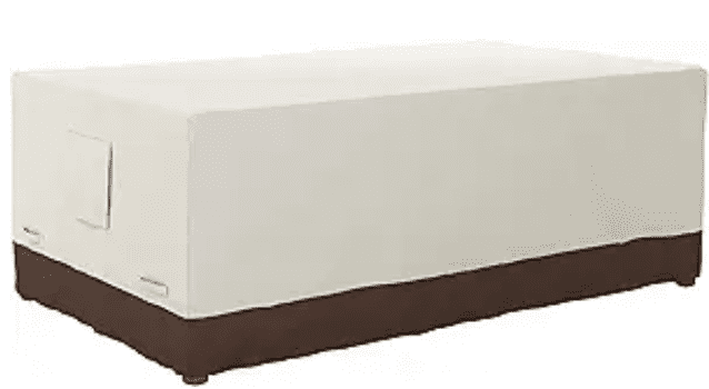 Amazon Basics Outdoor Patio Dining Table Cover Waterproof AntiUV Secure Wind Resistant Thick Sturdy BeigeTan 75x45 Gardenfrontier Amazon Basics Outdoor Patio Dining Table Cover