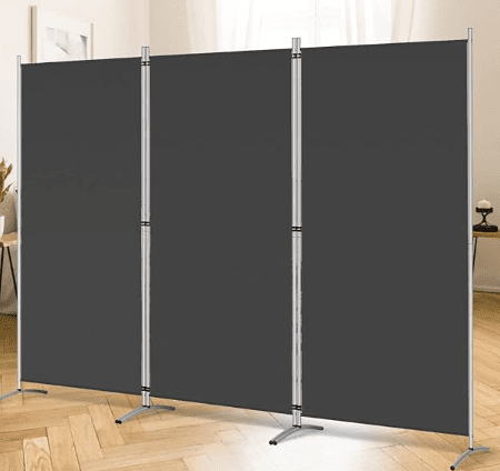 RANTILA 3 Panel Privacy Screen 6 Ft Tall Folding Privacy Screen Room Dividers Freestanding Room Partition Wall Dividers 102 Gardenfrontier''W x 20''D x 71''H, Black Folding Privacy Screen Room
