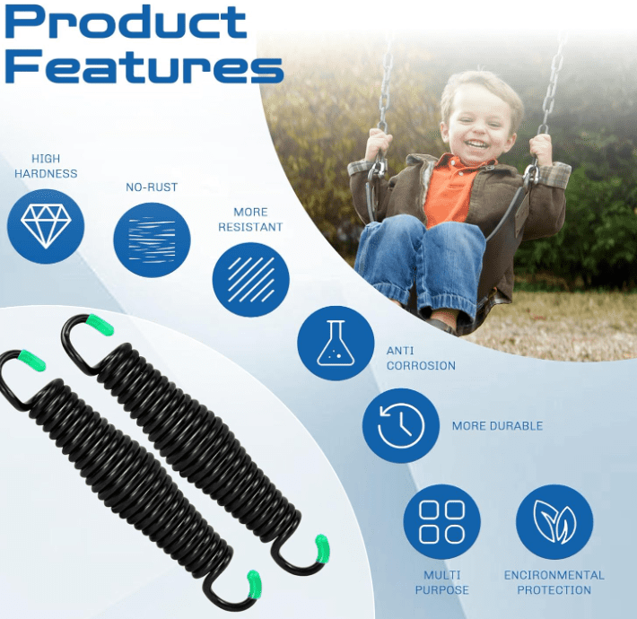 2Pack Premium Porch Swing Springs1300lb Heavy Duty Springs Rust Resistant Swing Springs Spring for Swing Hammock Hanging Chair Spring for Hammock SpringPorch SwingsIndoor Outdoor Hanging Kit Gardenfrontier Premium Porch Swing Springs