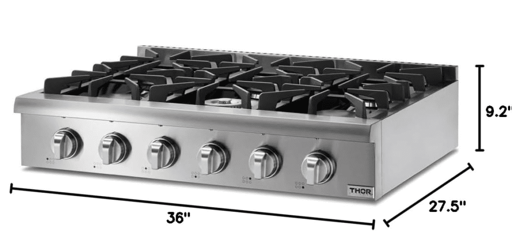 THOR Kitchen Professional 36Inch Liquid Propane Rangetop in Stainless Steel Gardenfrontier THOR Kitchen Professional 36 Inch Liquid Propane Rangetop in Stainless Steel