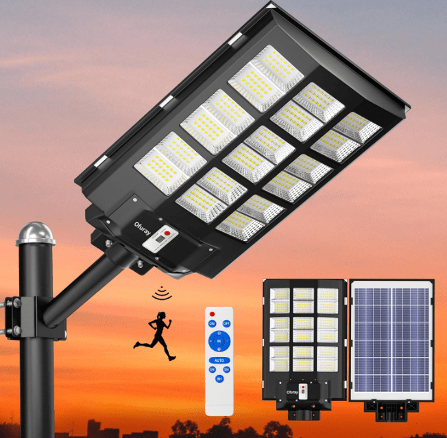Ofuray Of3600W Solar Street Lights Outdoor218000Lm Solar Security Flood Lights Parking Lot Lights Commercial Dusk to Dawn 6500k Waterproof Led with Remote Control Motion for StreetCourtBarn Gardenfrontier Motion Sensor Solar Flood Lights